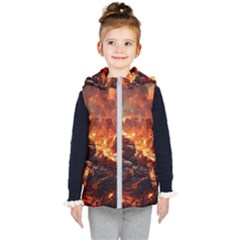 Nature Wallpaper Vulcanic Landscape Kids  Hooded Puffer Vest