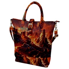 Nature Wallpaper Vulcanic Landscape Buckle Top Tote Bag by Mog4mog4