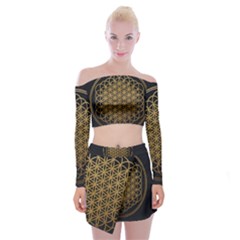 Horizon Sempiternal Bring Abstract Pattern Off Shoulder Top With Mini Skirt Set by Bakwanart