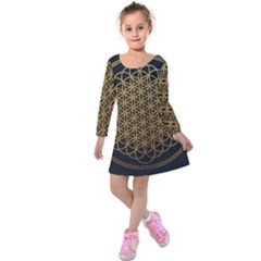 Horizon Sempiternal Bring Abstract Pattern Kids  Long Sleeve Velvet Dress by Bakwanart