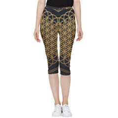 Horizon Sempiternal Bring Abstract Pattern Inside Out Lightweight Velour Capri Leggings 