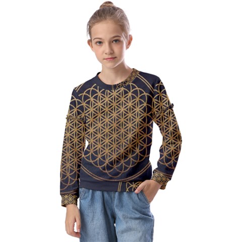 Horizon Sempiternal Bring Abstract Pattern Kids  Long Sleeve Tee With Frill  by Bakwanart