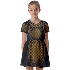 Horizon Sempiternal Bring Abstract Pattern Kids  Short Sleeve Pinafore Style Dress by Bakwanart