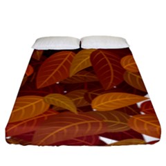 Watercolor Leaves Leaf Orange Fitted Sheet (king Size) by Bakwanart