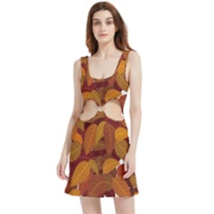 Watercolor Leaves Leaf Orange Velour Cutout Dress by Bakwanart