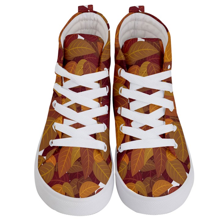 Watercolor Leaves Leaf Orange Kids  Hi-Top Skate Sneakers