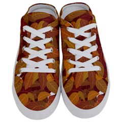 Watercolor Leaves Leaf Orange Half Slippers by Bakwanart