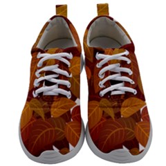 Watercolor Leaves Leaf Orange Mens Athletic Shoes by Bakwanart