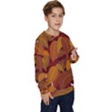 Watercolor Leaves Leaf Orange Kids  Long Sleeve Jersey View3