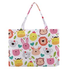 Cute Animals Cartoon Seamless Background Zipper Medium Tote Bag by Bakwanart