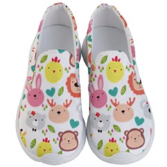 Cute Animals Cartoon Seamless Background Men s Lightweight Slip Ons by Bakwanart