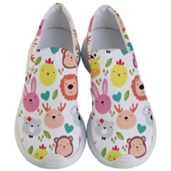 Cute Animals Cartoon Seamless Background Women s Lightweight Slip Ons by Bakwanart