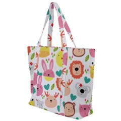 Cute Animals Cartoon Seamless Background Zip Up Canvas Bag by Bakwanart