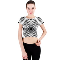 Black And White Modern Texture Seamless Print Fabric Pattern Crew Neck Crop Top by Bakwanart