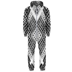 Black And White Modern Texture Seamless Print Fabric Pattern Hooded Jumpsuit (men) by Bakwanart