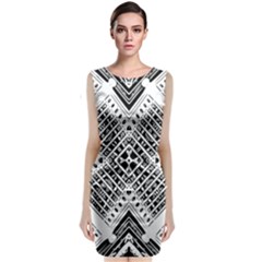 Black And White Modern Texture Seamless Print Fabric Pattern Classic Sleeveless Midi Dress by Bakwanart