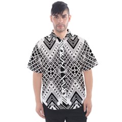 Black And White Modern Texture Seamless Print Fabric Pattern Men s Short Sleeve Shirt