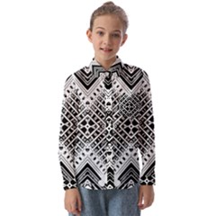 Black And White Modern Texture Seamless Print Fabric Pattern Kids  Long Sleeve Shirt by Bakwanart