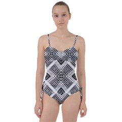 Black And White Modern Texture Seamless Print Fabric Pattern Sweetheart Tankini Set