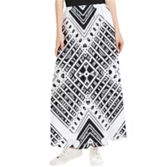 Black And White Modern Texture Seamless Print Fabric Pattern Maxi Chiffon Skirt by Bakwanart