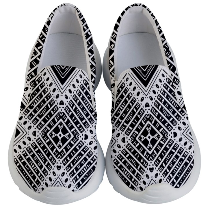 Black And White Modern Texture Seamless Print Fabric Pattern Kids Lightweight Slip Ons