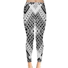 Black And White Modern Texture Seamless Print Fabric Pattern Inside Out Leggings