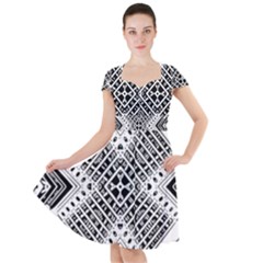 Black And White Modern Texture Seamless Print Fabric Pattern Cap Sleeve Midi Dress by Bakwanart