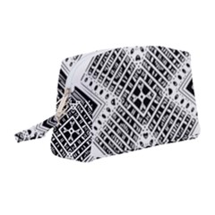 Black And White Modern Texture Seamless Print Fabric Pattern Wristlet Pouch Bag (medium) by Bakwanart