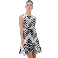 Black And White Modern Texture Seamless Print Fabric Pattern Frill Swing Dress by Bakwanart