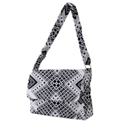 Black And White Modern Texture Seamless Print Fabric Pattern Full Print Messenger Bag (l) by Bakwanart