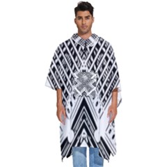 Black And White Modern Texture Seamless Print Fabric Pattern Men s Hooded Rain Ponchos by Bakwanart