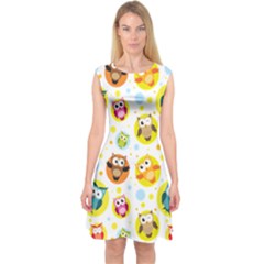 Owl Bird Cartoon Capsleeve Midi Dress by Bakwanart