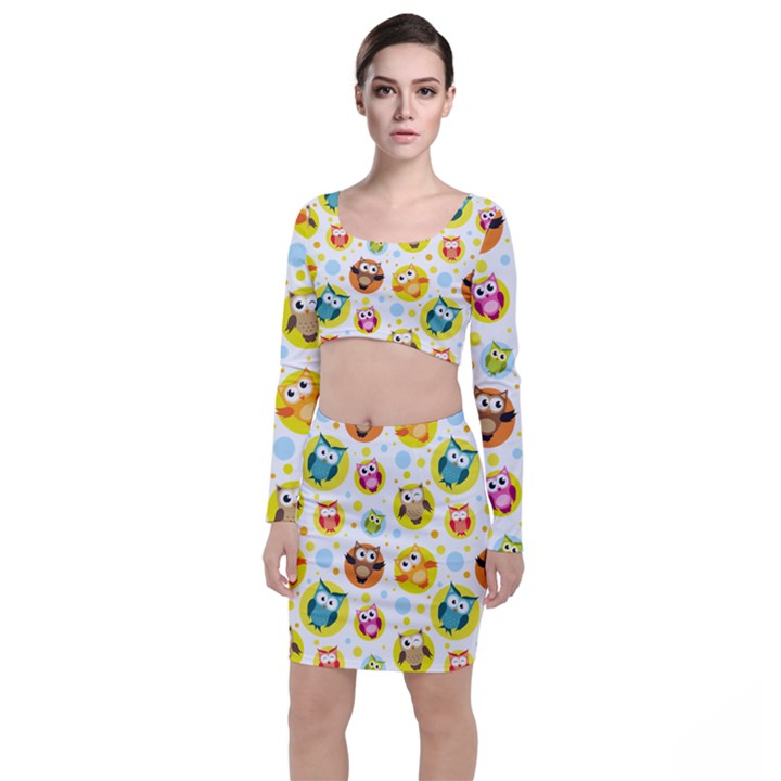 Owl Bird Cartoon Top and Skirt Sets