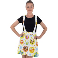 Owl Bird Cartoon Velvet Suspender Skater Skirt by Bakwanart