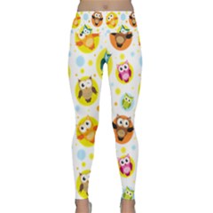 Owl Bird Cartoon Lightweight Velour Classic Yoga Leggings by Bakwanart