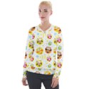 Owl Bird Cartoon Velvet Zip Up Jacket View1