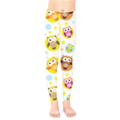 Owl Bird Cartoon Kids  Classic Winter Leggings by Bakwanart