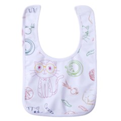 Cats And Food Doodle Seamless Pattern Baby Bib by Bakwanart