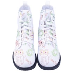 Cats And Food Doodle Seamless Pattern High-top Canvas Sneakers by Bakwanart