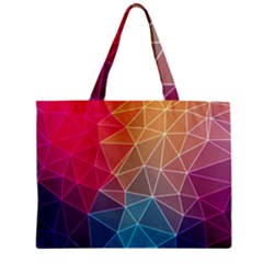 Multicolored Geometric Origami Idea Pattern Zipper Mini Tote Bag by Bakwanart