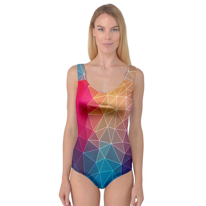 Multicolored Geometric Origami Idea Pattern Princess Tank Leotard 