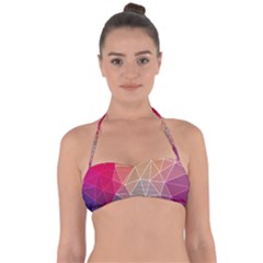 Multicolored Geometric Origami Idea Pattern Halter Bandeau Bikini Top