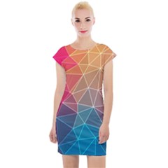 Multicolored Geometric Origami Idea Pattern Cap Sleeve Bodycon Dress by Bakwanart