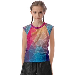 Multicolored Geometric Origami Idea Pattern Kids  Raglan Cap Sleeve Tee by Bakwanart