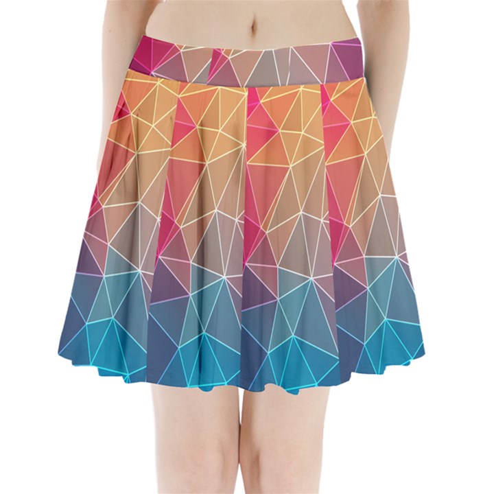 Multicolored Geometric Origami Idea Pattern Pleated Mini Skirt