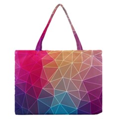 Multicolored Geometric Origami Idea Pattern Zipper Medium Tote Bag by Bakwanart