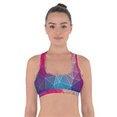 Multicolored Geometric Origami Idea Pattern Cross Back Sports Bra by Bakwanart