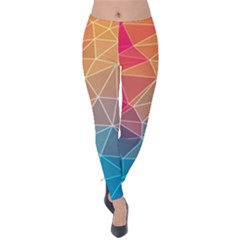 Multicolored Geometric Origami Idea Pattern Velvet Leggings by Bakwanart