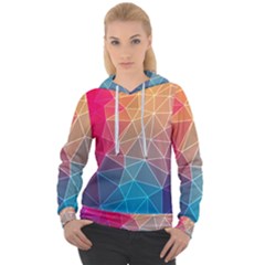 Multicolored Geometric Origami Idea Pattern Women s Overhead Hoodie by Bakwanart