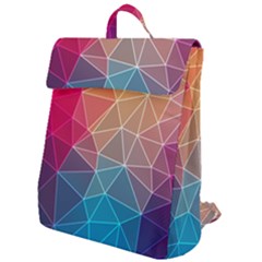 Multicolored Geometric Origami Idea Pattern Flap Top Backpack by Bakwanart